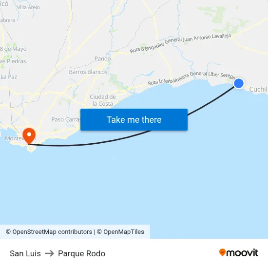 San Luis to Parque Rodo map