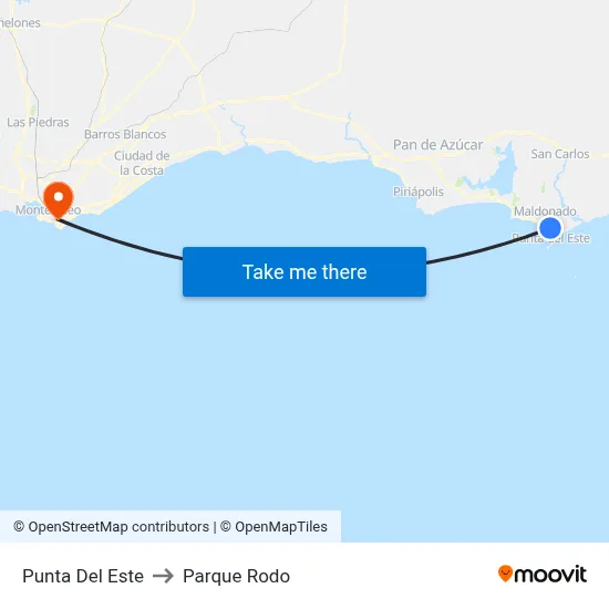 Punta Del Este to Parque Rodo map