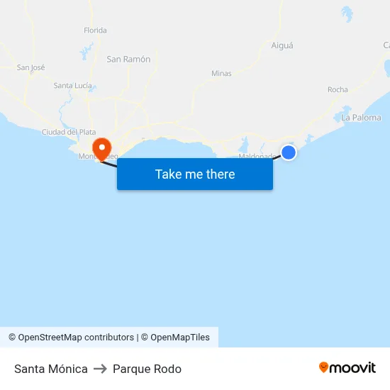 Santa Mónica to Parque Rodo map