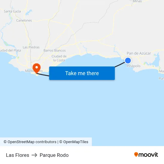 Las Flores to Parque Rodo map