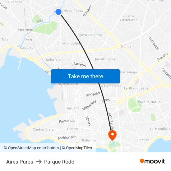 Aires Puros to Parque Rodo map