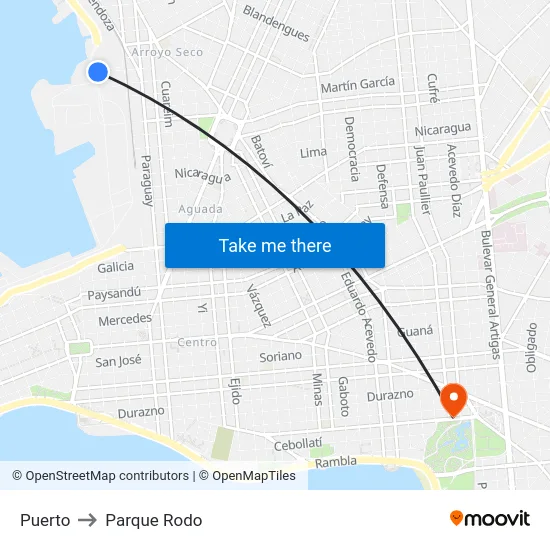 Puerto to Parque Rodo map