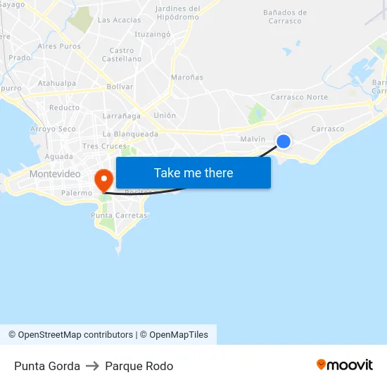 Punta Gorda to Parque Rodo map