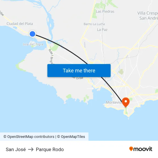 San José to Parque Rodo map