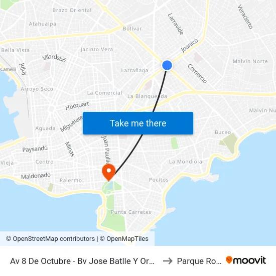 Av 8 De Octubre - Bv Jose Batlle Y Ordoñez to Parque Rodo map