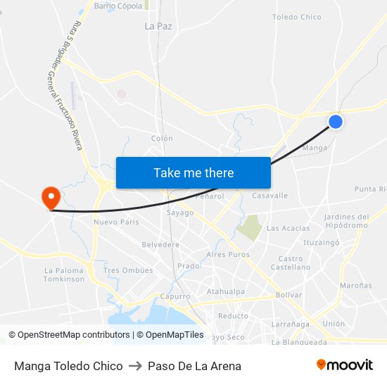 Manga Toledo Chico to Paso De La Arena map