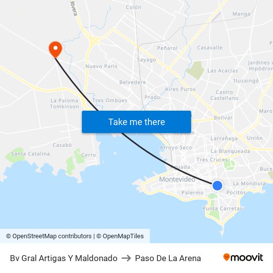 Bv Gral Artigas Y Maldonado to Paso De La Arena map