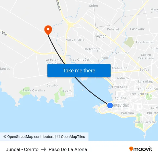 Juncal - Cerrito to Paso De La Arena map
