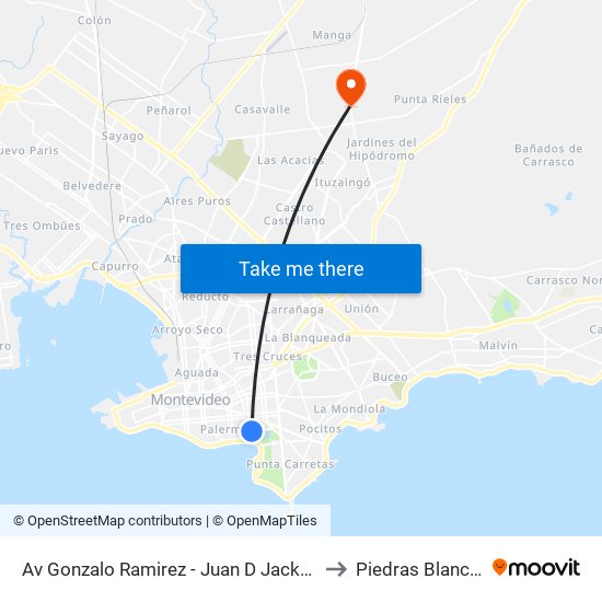 Av Gonzalo Ramirez - Juan D Jackson to Piedras Blancas map