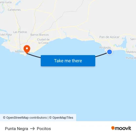 Punta Negra to Pocitos map