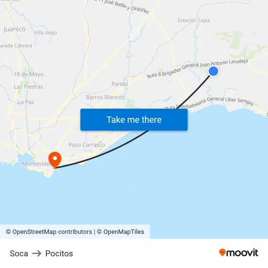 Soca to Pocitos map