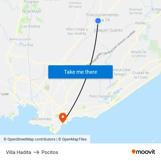 Villa Hadita to Pocitos map