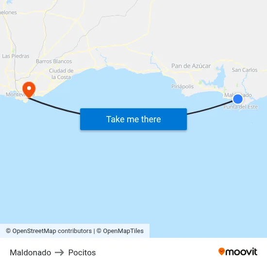 Maldonado to Pocitos map