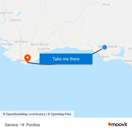 Gerona to Pocitos map