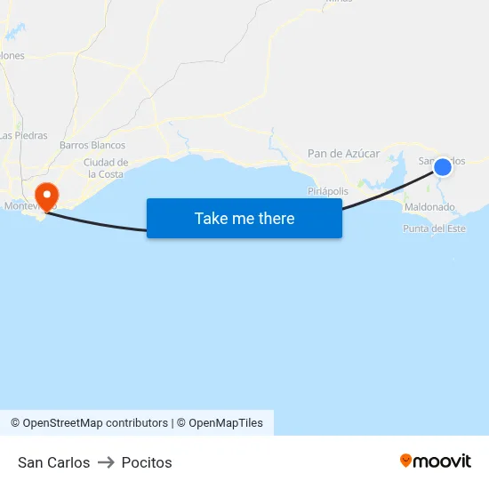 San Carlos to Pocitos map