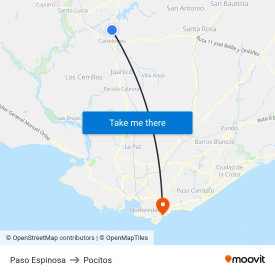Paso Espinosa to Pocitos map