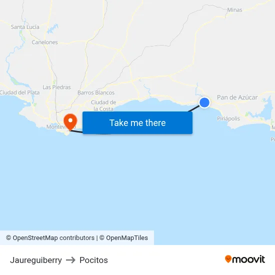 Jaureguiberry to Pocitos map