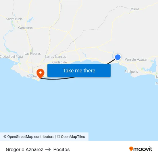 Gregorio Aznárez to Pocitos map