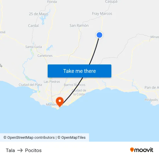 Tala to Pocitos map
