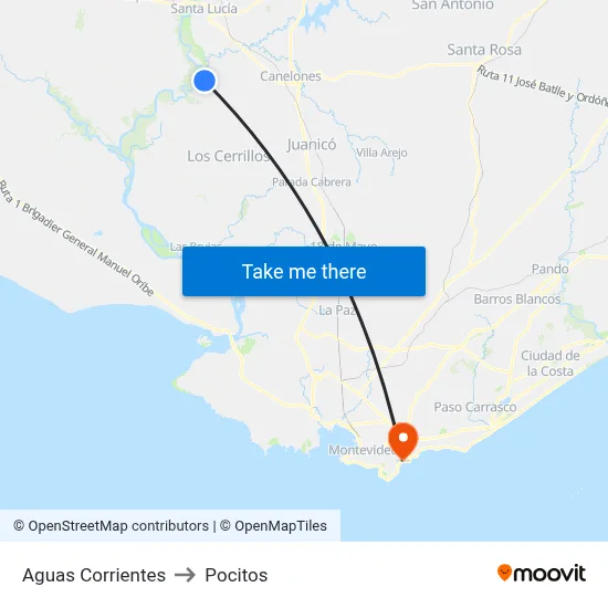 Aguas Corrientes to Pocitos map