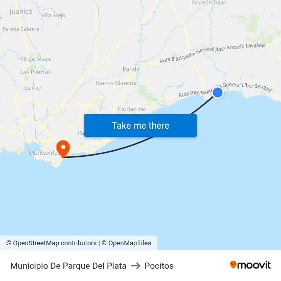 Municipio De Parque Del Plata to Pocitos map