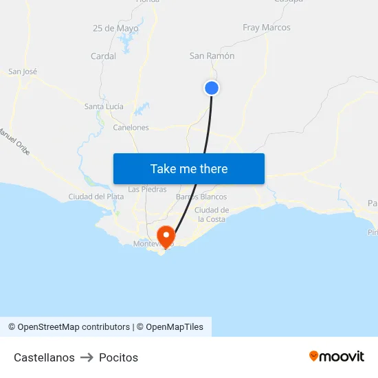 Castellanos to Pocitos map