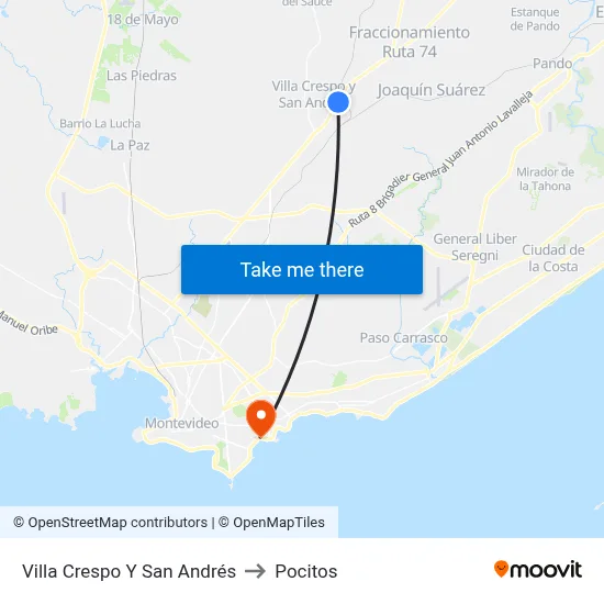 Villa Crespo Y San Andrés to Pocitos map