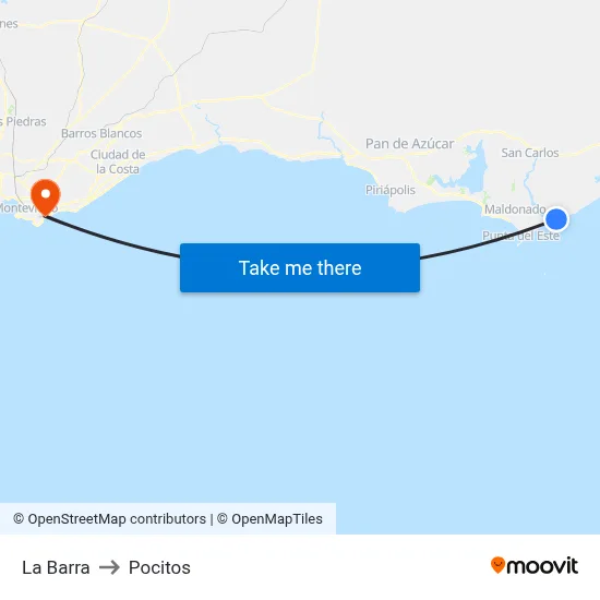 La Barra to Pocitos map