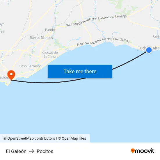 El Galeón to Pocitos map