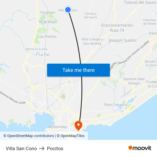 Villa San Cono to Pocitos map