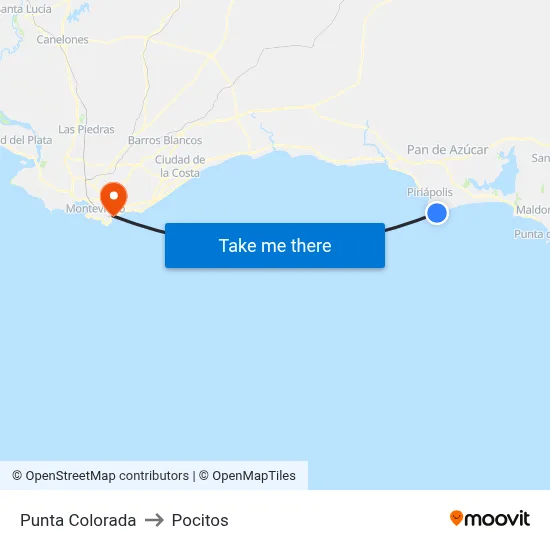 Punta Colorada to Pocitos map