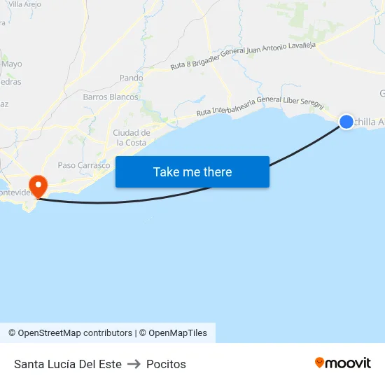 Santa Lucía Del Este to Pocitos map