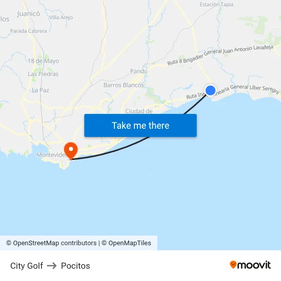 City Golf to Pocitos map