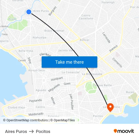 Aires Puros to Pocitos map