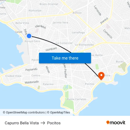 Capurro Bella Vista to Pocitos map