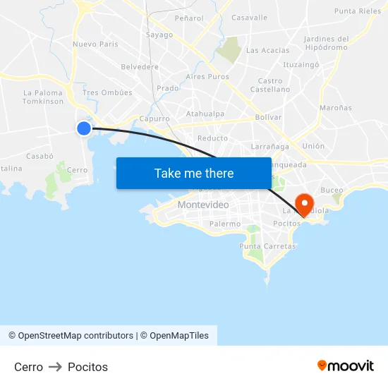 Cerro to Pocitos map