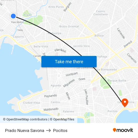 Prado Nueva Savona to Pocitos map