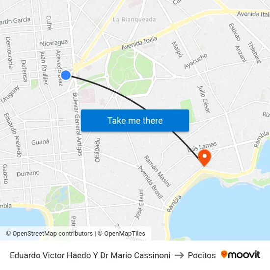 Eduardo Victor Haedo Y Dr Mario Cassinoni to Pocitos map