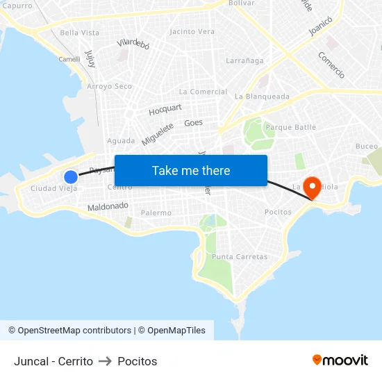 Juncal - Cerrito to Pocitos map