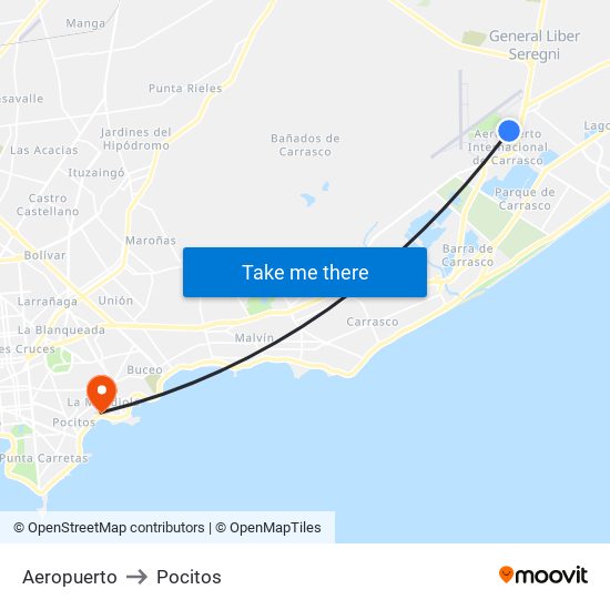 Aeropuerto to Pocitos map