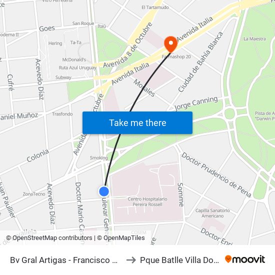 Bv Gral Artigas - Francisco Canaro to Pque Batlle Villa Dolores map