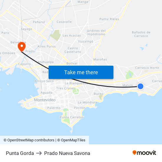 Punta Gorda to Prado Nueva Savona map