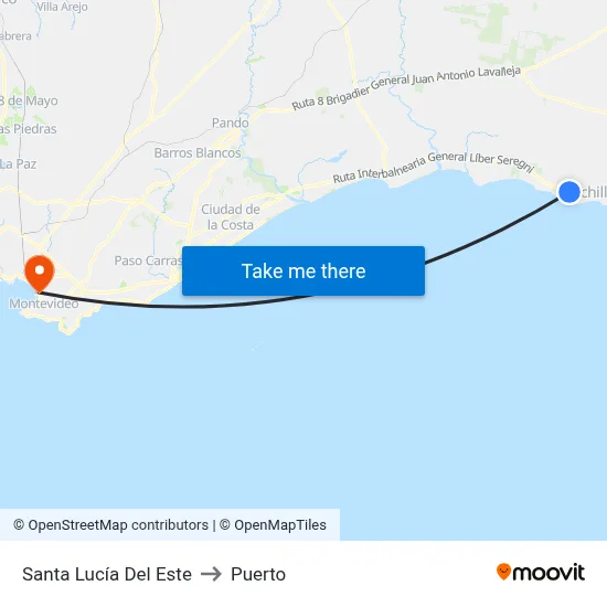 Santa Lucía Del Este to Puerto map