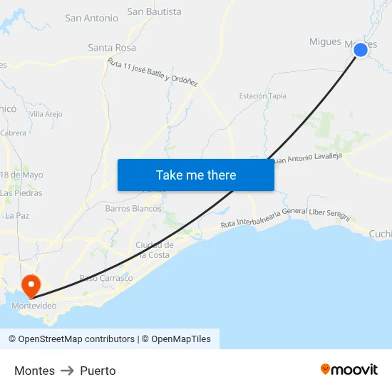 Montes to Puerto map