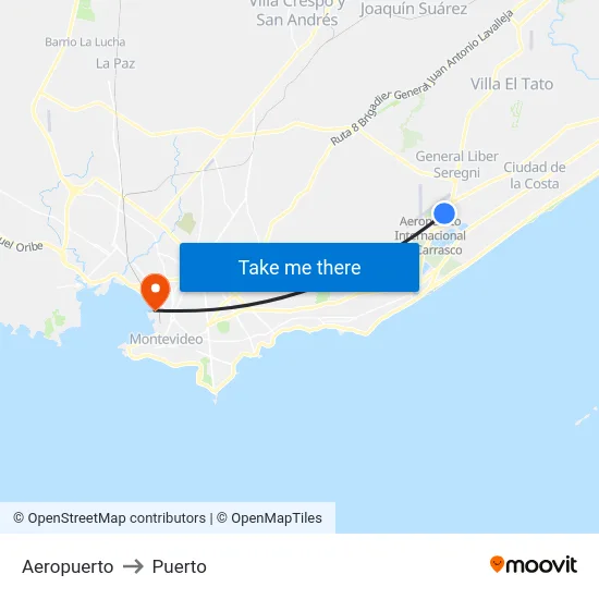 Aeropuerto to Puerto map