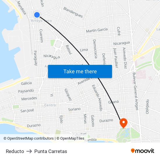 Reducto to Punta Carretas map