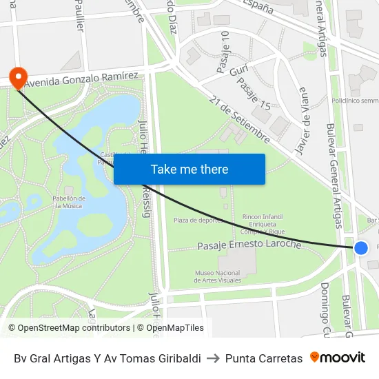 Bv Gral Artigas Y Av Tomas Giribaldi to Punta Carretas map