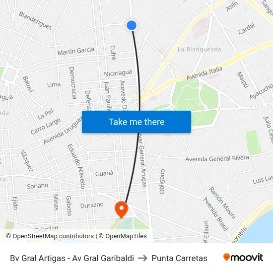 Bv Gral Artigas - Av Gral Garibaldi to Punta Carretas map