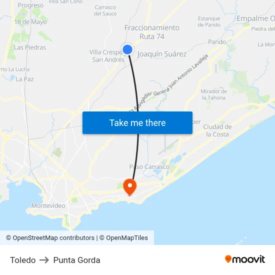 Toledo to Punta Gorda map