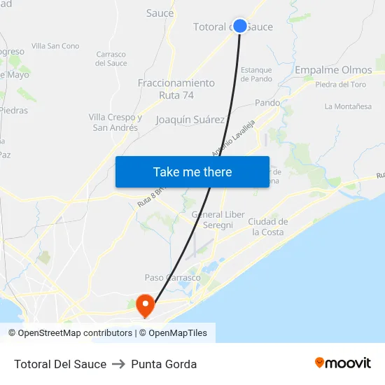 Totoral Del Sauce to Punta Gorda map